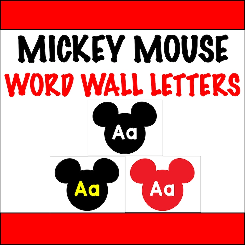 Mickey Mouse Clroom Decor Term Wall Letters PRINTABLE graphic relating to Word Wall Printable called Mickey Mouse Clroom Decor Phrase Wall Letters PRINTABLE