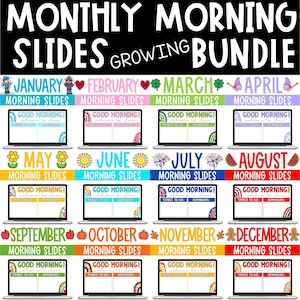 Monthly Good Morning Slides Full Year Bundle | August Good Morning Slides | September Good Morning Slides