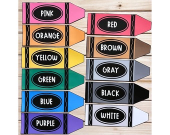 Crayon Color Posters and Labels for Classrooms | Crayon Classroom Decor | Editable Crayon Labels