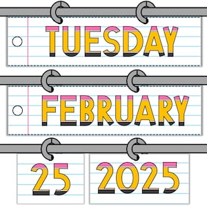 Pencil Flip Calendar | Classroom Flip Calendar | Composition Notebook Classroom Decor | Classroom Calendar Set