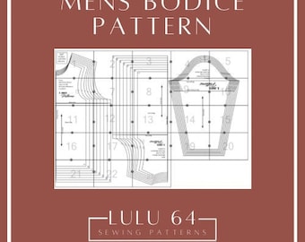 Mens Bodice Block PDF Pattern | Sizes Small, Medium, Large, XL, 2XL, 3XL, 4XL, 5XL