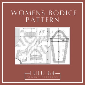 Womens Bodice Pattern Sloper | SMALL MEDIUM LARGE 1XL 2XL 3XL 4XL 5XL