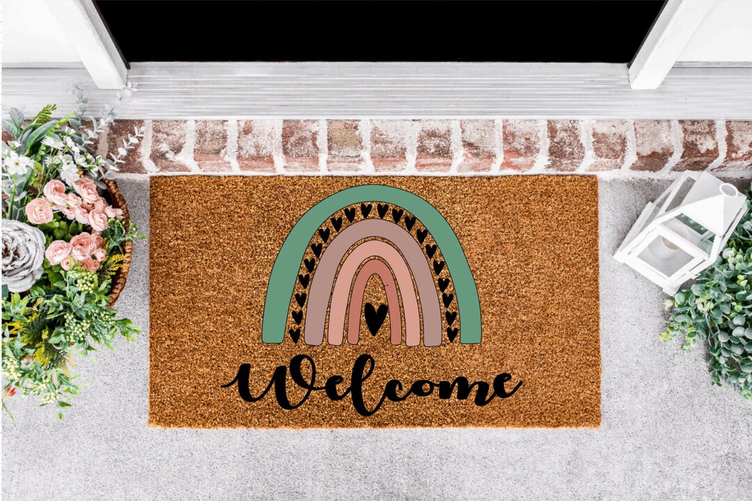 Rainbow Doormat Cute Doormat Boho Doormat Dorm Room Doormat