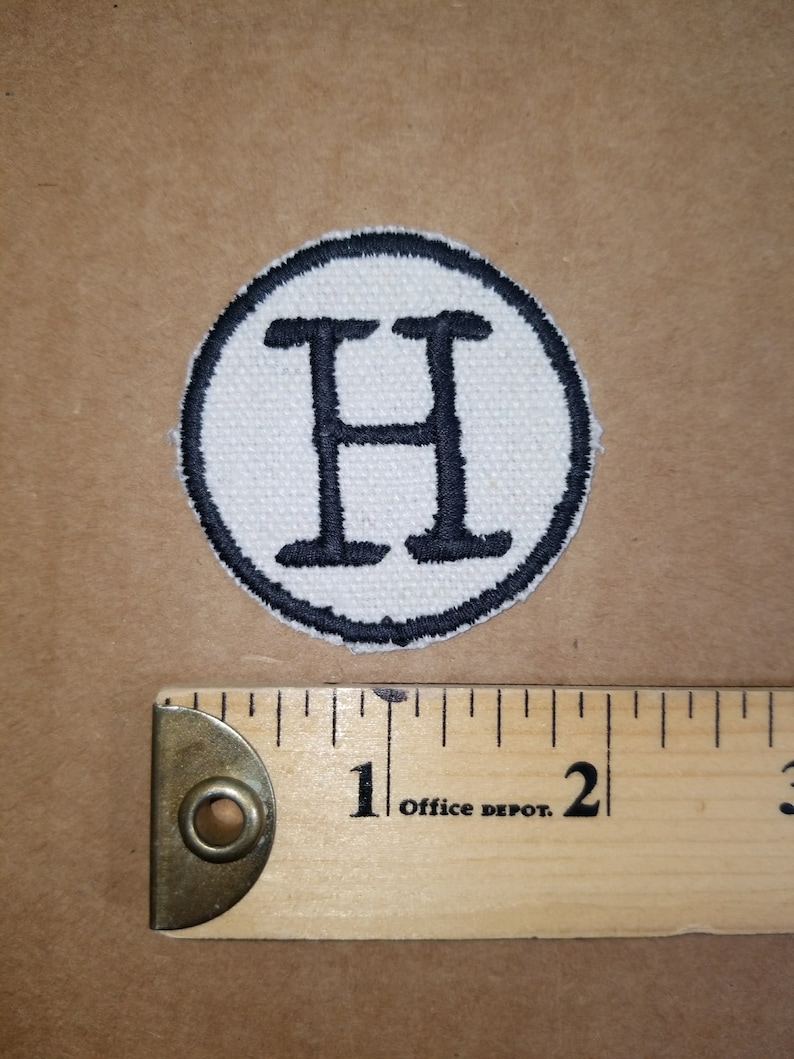 Monogram H embroiderd Iron On Canvas Patch
