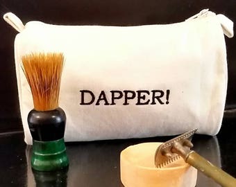 HandmadeEmbroidered Dapper Cotton Canvas Vintage Graphic Men's Grooming Dopp Bag