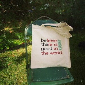 Handmade Handmadebe the good Embroidered Canvas Tote Bag