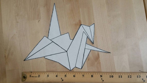 Große Gestickte Origami Kranich Bügelbild