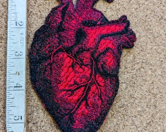 Small Iron on Embroidered Realistic Heart Patch