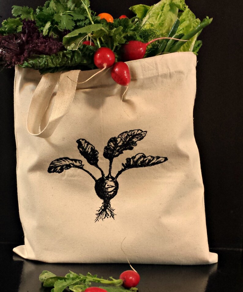 Handmade Farmer/'s Market Beet Embroidered Vintage Graphic Reusable Tote