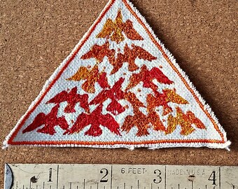 Handmade HandmadeBird Flock Red Embroidered Vintage Graphic Upcycled Canvas Jacket Patch