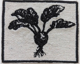 Embroidered Iron On Beet Canvas Patch