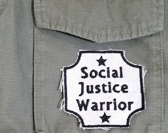 Iron On Embroidered Canvas Social Justice Warrior Patch.