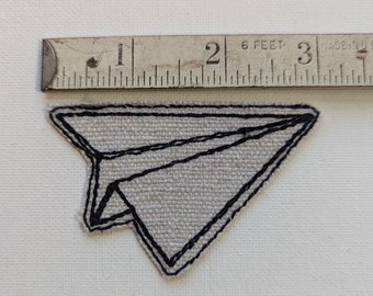 Embroidered Paper Airplane Iron On Canvas Patch