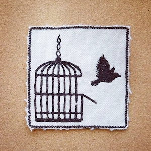 HandmadeEmbroidered Freedom Patch Iron-on Upcycled Canvas