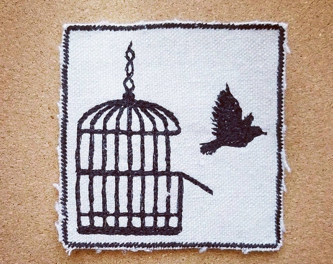 HandmadeEmbroidered Freedom Patch Iron-on Upcycled Canvas