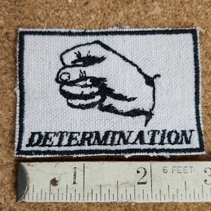 Handmade Embroidered Upcycled Canvas Vintage Graphic Gestures Determination Feminist Protest Iron On  Hat Jacket Patch