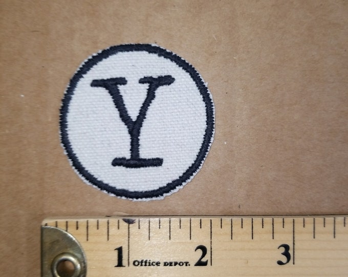 Embroidered Y Monogram Iron On Patch
