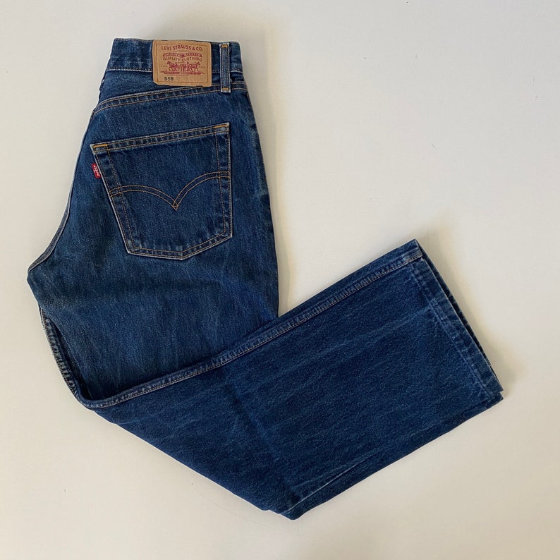 Levi/'s 558 Vintage 90s Mens Denim Jeans Dark Wash Straight 30x33 Hemmed