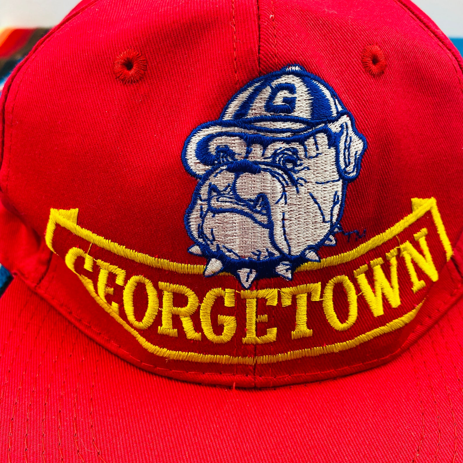 Hoyas NCAA Vintage 90s Red Baseball Cap Hat Etsy