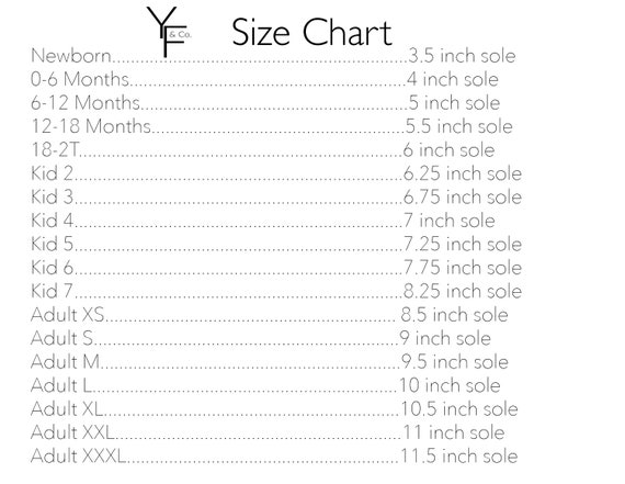Tiny Toms Size Chart Inches