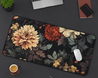 Floral Desk Mat Vintage Flower Deskmat Cottagecore Boho Floral Office Desk Mat