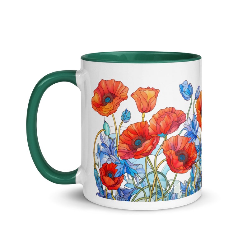 Red Flowers Mug Floral Coffee Mug Colorful Tea Cup Mom Gift Mothers Day Gift image 6