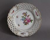 Breakthrough Plate Bowl Flowers Gold Decor Hand Painted Fraureuth Art Department