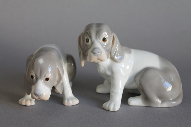 2 pc Porcelain Figurine Saint Bernard Dogs Puppies | Etsy