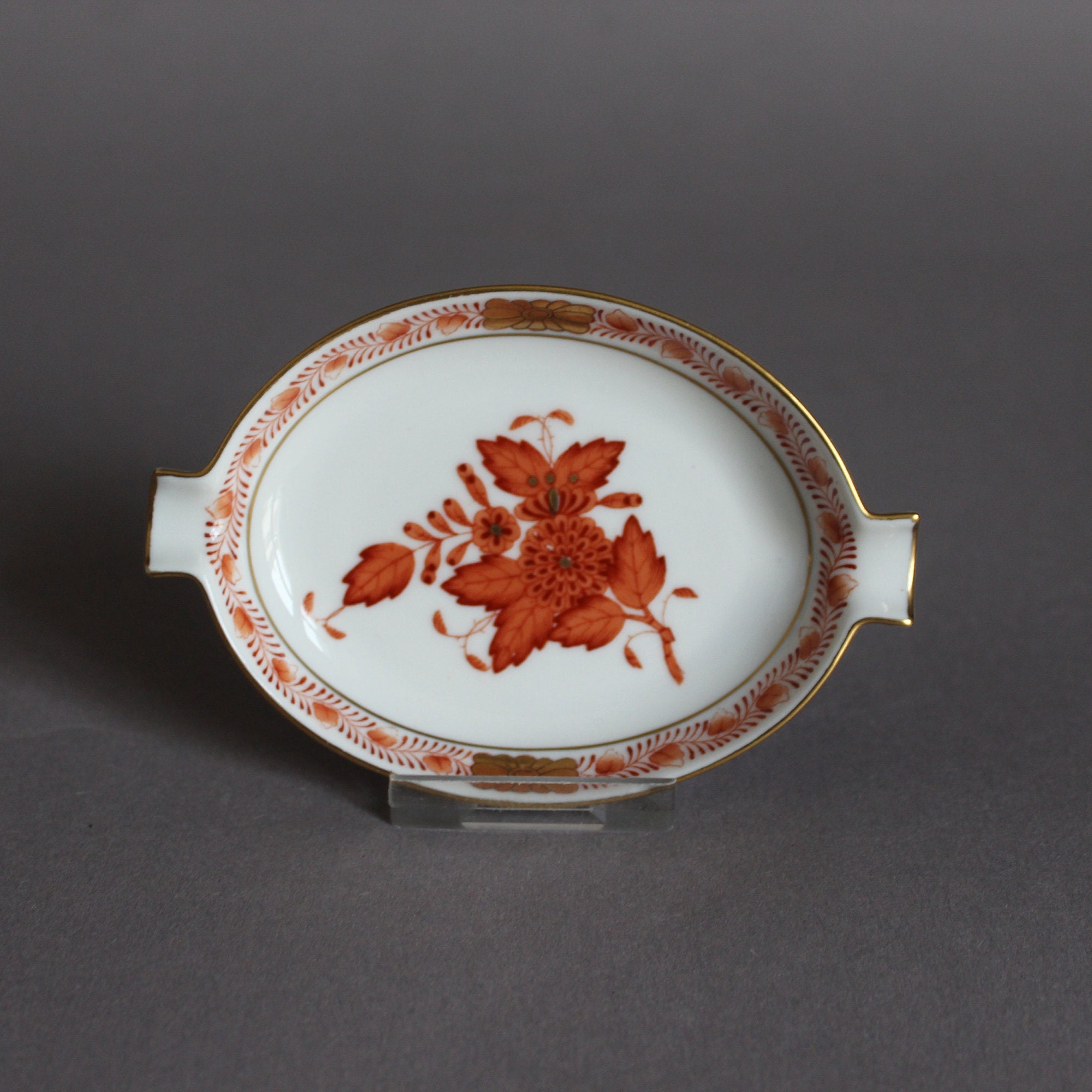 Herend Chinese Bouquet Rust Oval Ashtray With Lips 7784 AOG - Etsy