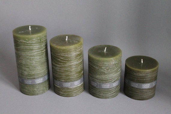 Lemongrass & Rustic Stumpen Kerze handgefertigt durchgefärbt in 4 Größen