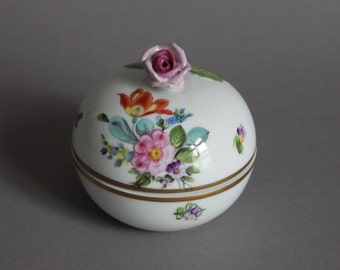 Herend Bouquet de Saxe Saxonian Round Box & Lid 6132 BS