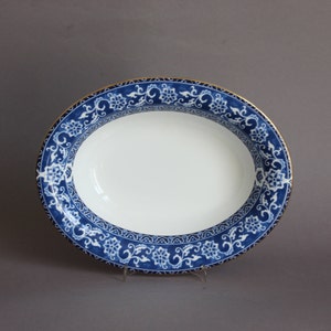Wedgwood BOKHARA Oval Vegetable Bowl Blue Floral Motif Gold Trim England