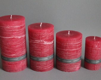 Lavender & Rustic Pillar Candle handmade dyed in 4 sizes
