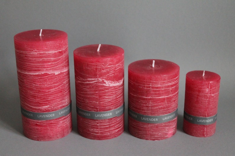 Lavendel Duft /& Rustic Stumpen Kerze handgefertigt durchgefärbt in 4 Größen