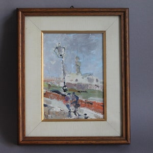 GORI Gino Paolo 1911-91 Walker in front of a lantern Oil / cardboard 1966 Original oil painting