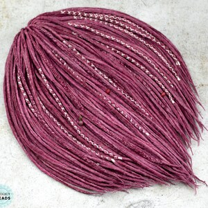 "Boho Wolle Dreads, Geschenk für Frau, doppelte einseitige weiche Dreadlock-Verlängerung, ""Lipstick"" handgemachte Dreads mit Zöpfen."