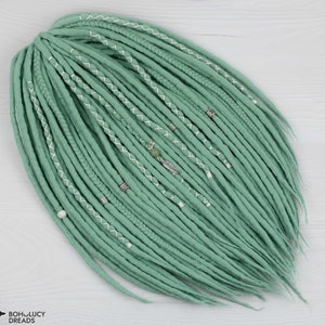 Pastel Mint Dreads, Soft Dreadlock Extension, Handmade Wool Dreadlocks, Boho Extensions "Mint"