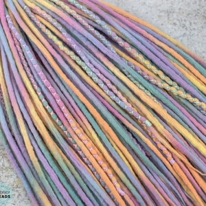 Dreadlock wool dreads "Pastel" double ended or single ended pastel rainbow dreadlock extensions
