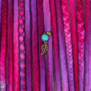 Burgundy Pink Purple Wool Dread Extension: Boho Hair Accessory, Fuchsia