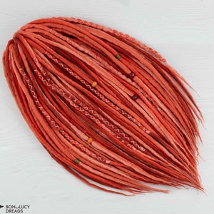 Orange Wool Dreadlock Extensions: Handmade DE/SE Dreads, Velvet