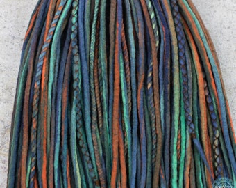 Wool Dreadlocks, natural hair extension, extra-soft dreads, short/long dread accent, multicolor Field dreads