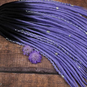 Wool dread Ombre purple Dreadlock Extension for festival Double Ended Single ended Dread  &quot;Gillyflower ombre&quot; Purple gift for wife