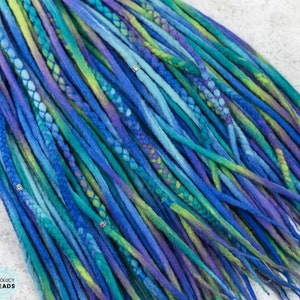 Mermaid Dreadlocks, Mermaid Wool dreads, Mermaid Dreadlock Extension, Full set double ended single ended dread, gift for friend &quot;Mermaid&quot;