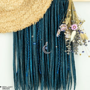Wolle Dreadlocks, kompletter oder teilweiser Satz von Dread Erweiterungen ""Blauer Schmetterling"" doppelte oder einfache handgemachte Locken aus extraweicher Wolle."
