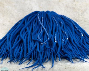 Wool dread set "Royal blue" dreadlock extensions, boho style dreads, natural look dreads, double ended or single ended fake locks