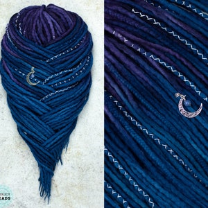 Wool Dreads Ombre "Midnight" purple blue Full set double ended dreadlock extensions