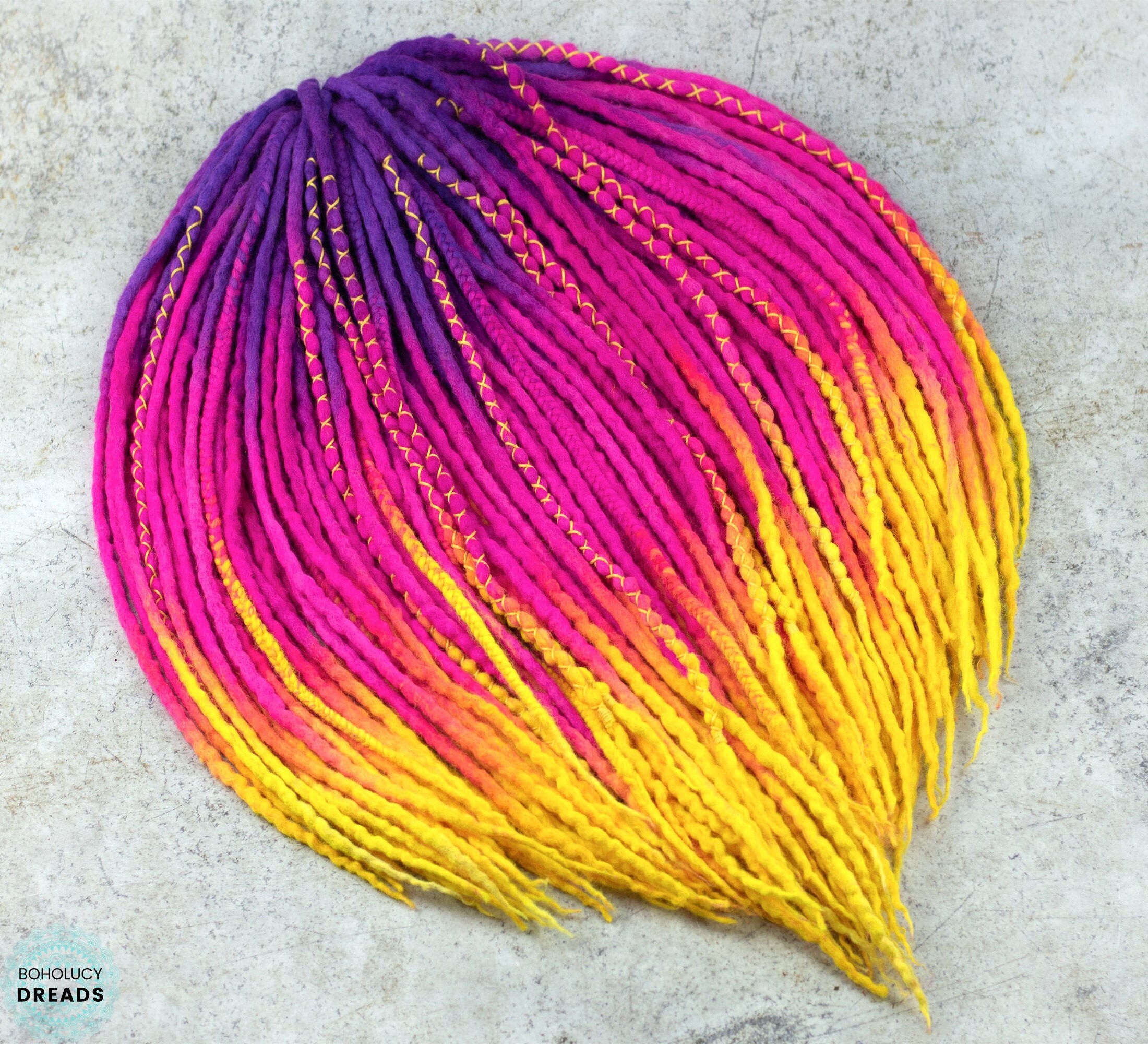 Neon Ombre Wool Dreads: Festival Hair Extension, Glow in the Dark, Neon Queen