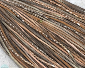 Wool Dreadlock Extensions: Brown Blonde Earth Tones, Natural Look, Skin-friendly Merino