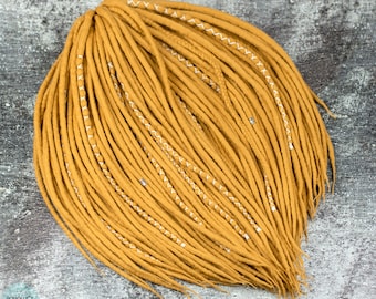Felted Wool Dreads for festival, boho hair extension, full set or accent dreadlocks, Honey dreads