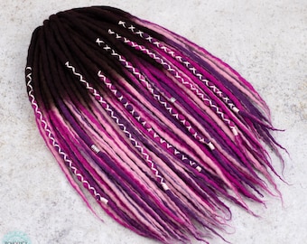Ombre Wool Dreadlocks: Purple Brown Hydrangea Dreads - DE or SE